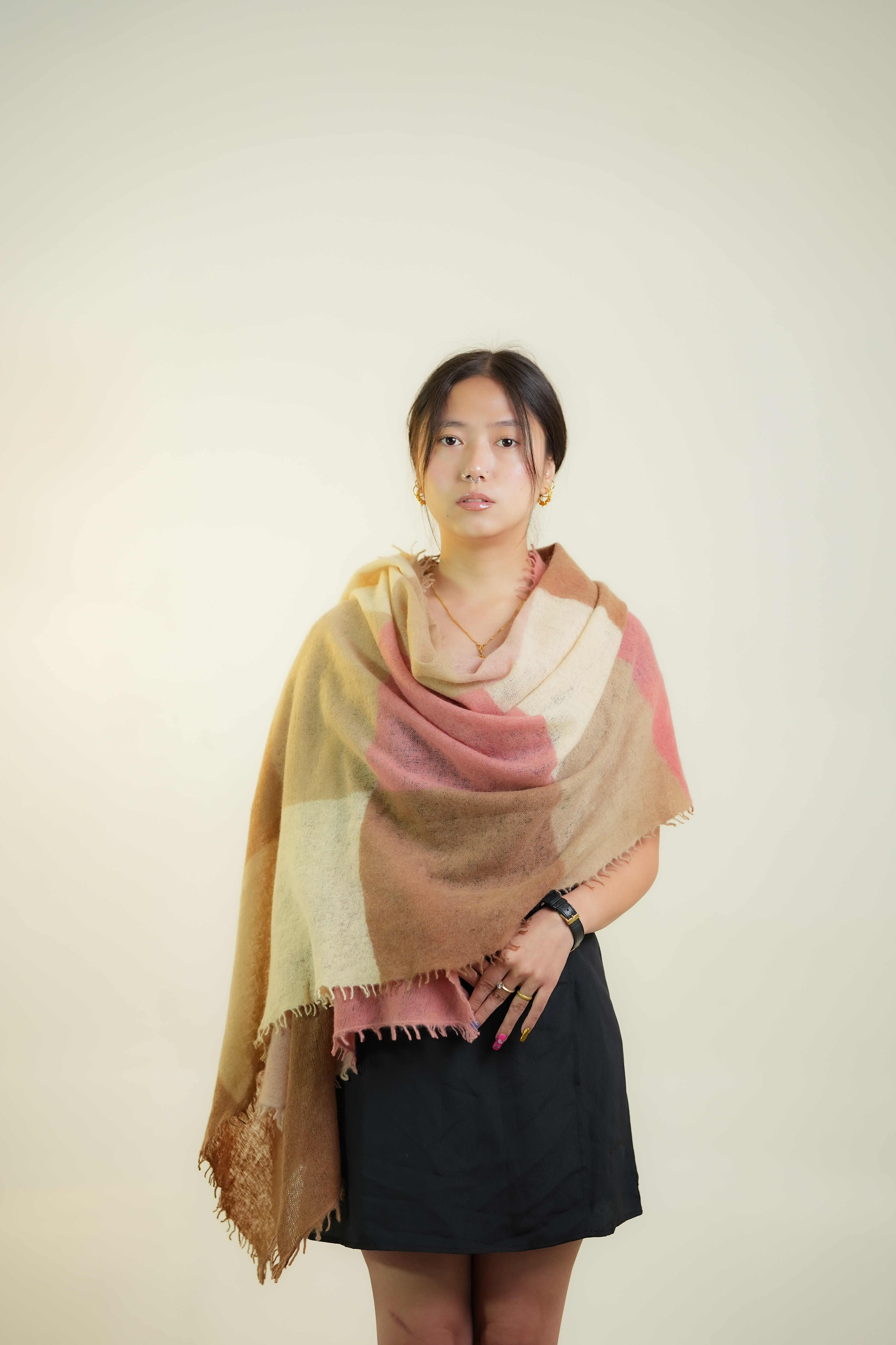 Weaved  Pink  Cashmere Shawl/Scarf