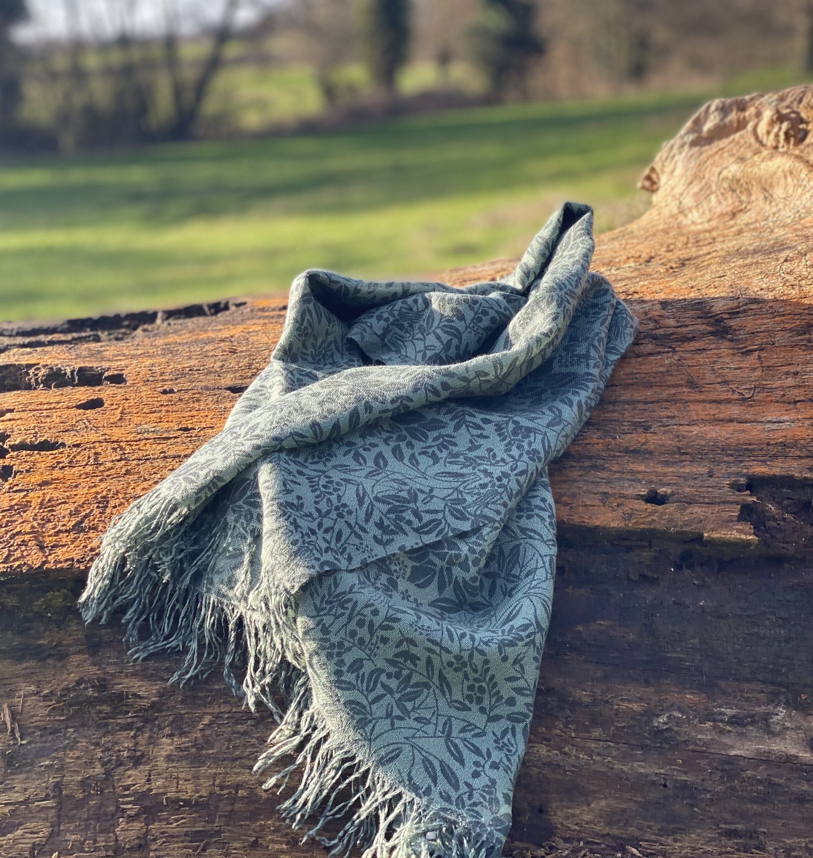 Green Printed Cashmere Shawl