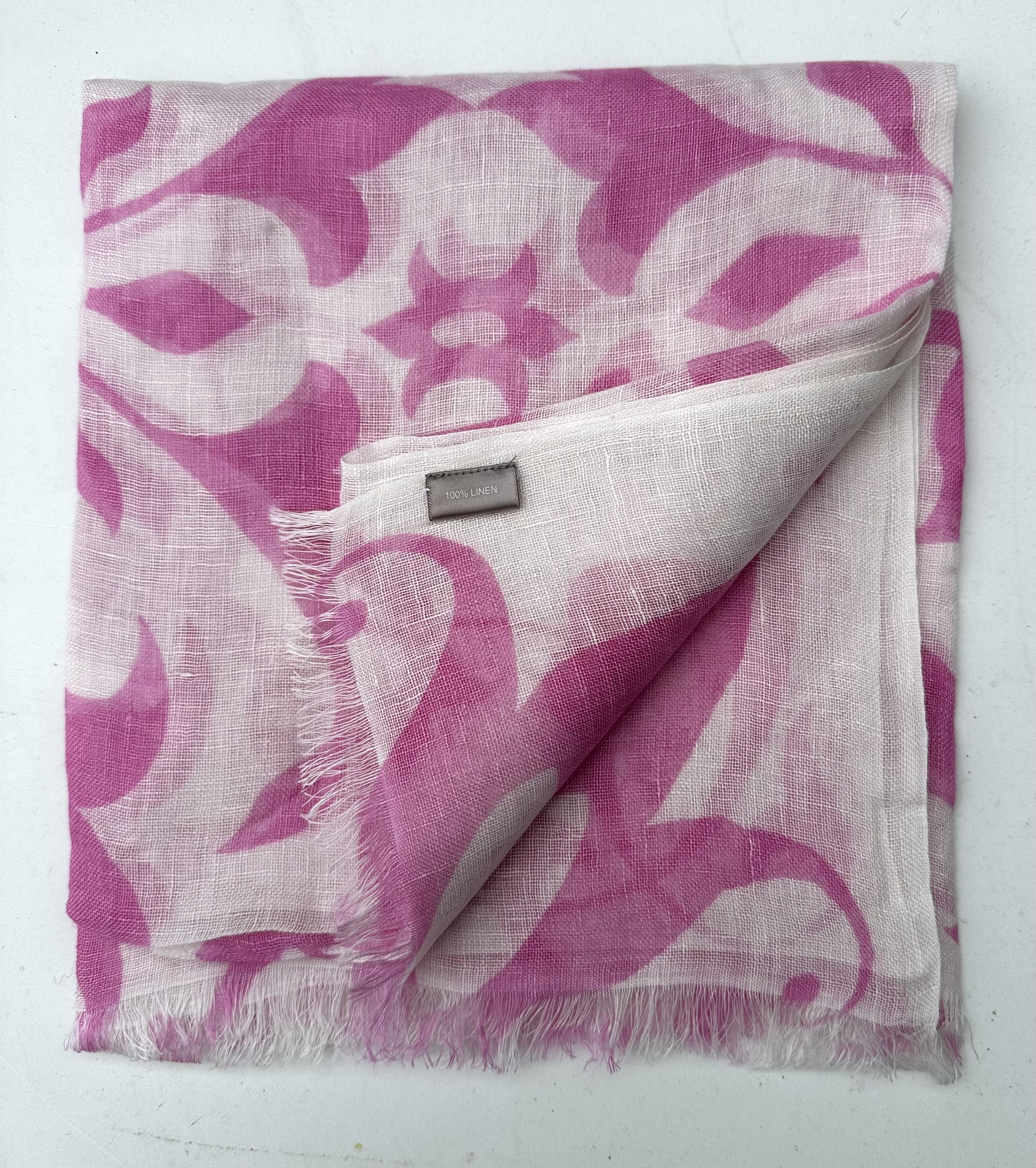 Pink Linen Printed Scarf