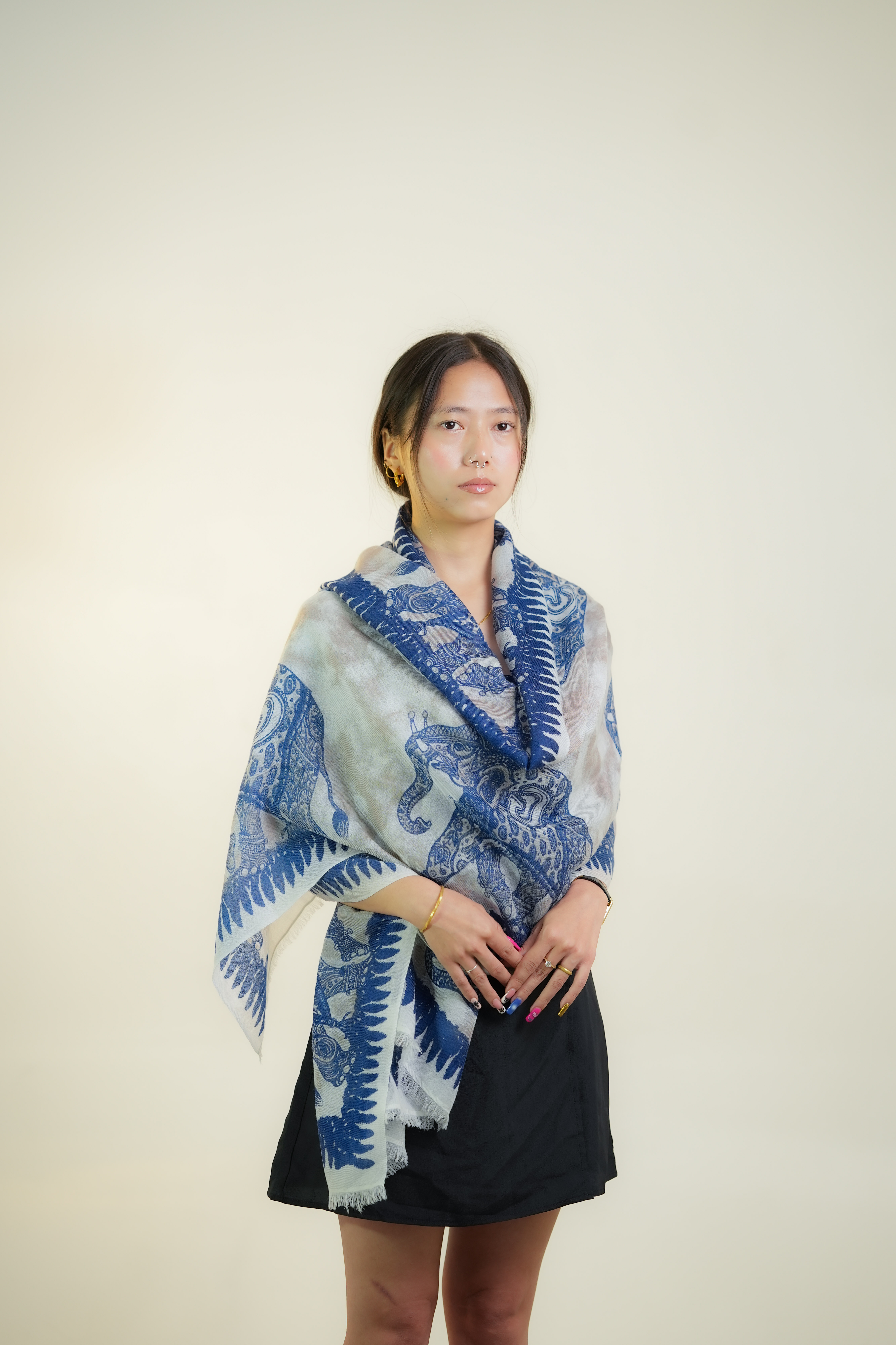 Elephant Print Cashmere Shawl/Scarf