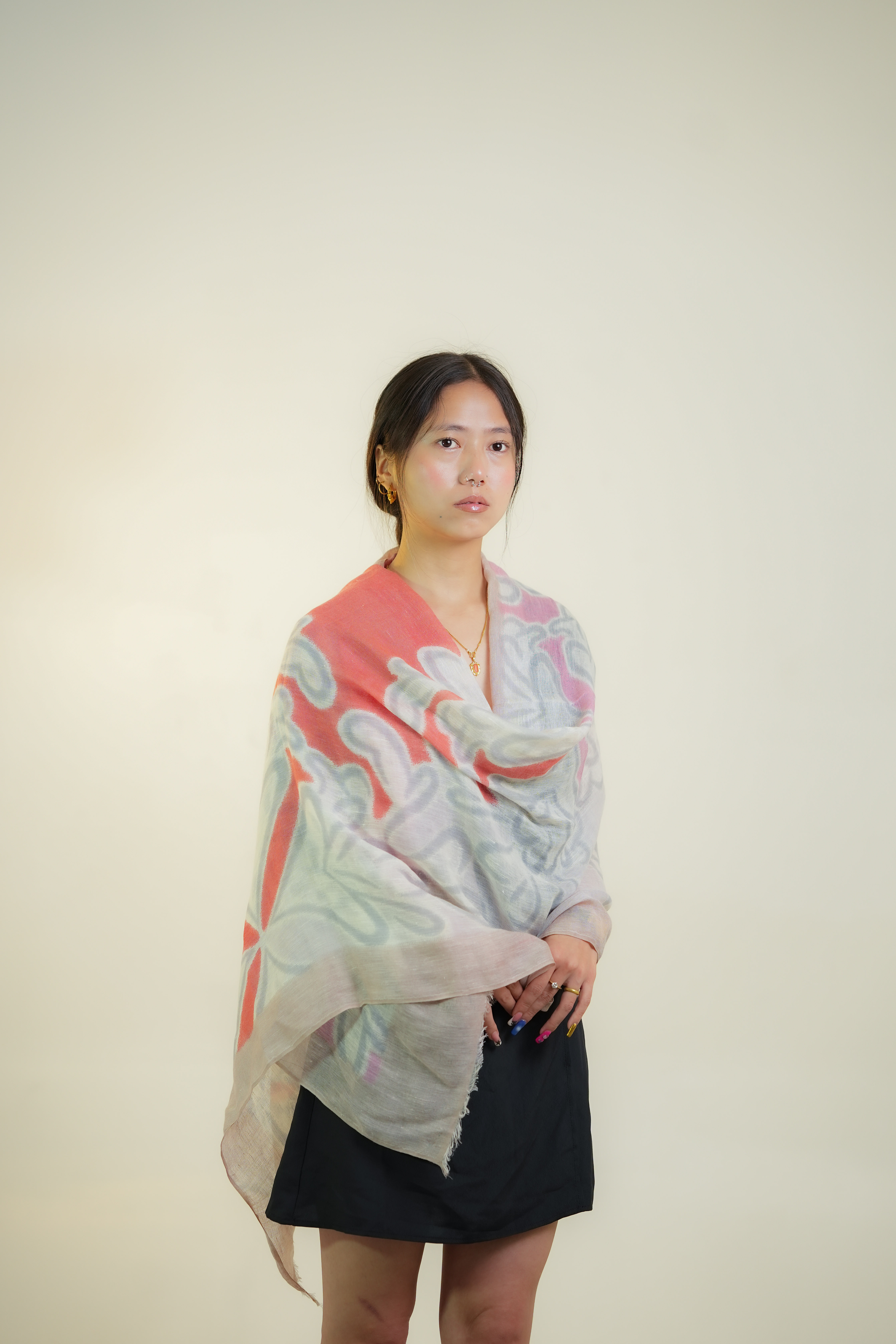 Linen Printed Scarf/Shawl/Vegan friendly